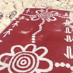 Emu & Kangaroo Tracks - Burgundy & White - 0.9 x 2.7m