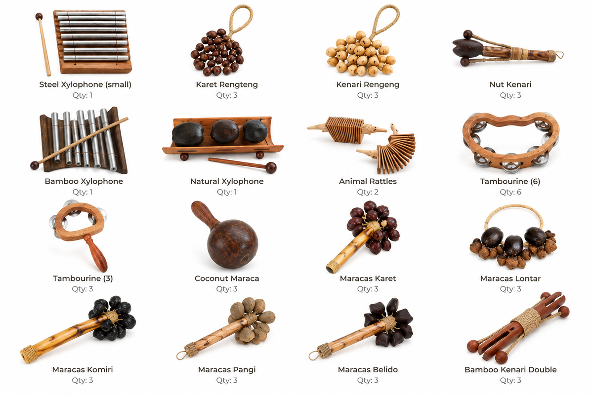 Natural Musical Instrument Kit - 16 types, 44 Pieces – Imagine & Grow Co.