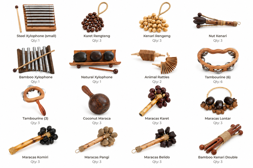 Natural Musical Instrument Kit - 16 types, 44 Pieces – Imagine & Grow Co.
