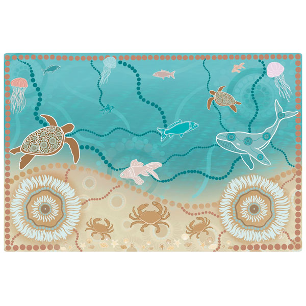 Aboriginal Art Under the Sea Carpet 3 x 2m