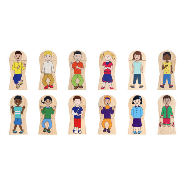 My Feelings Wooden People Blocks 18 Pieces