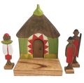 Africa Hut and 3 Masaai Warriors - Wooden